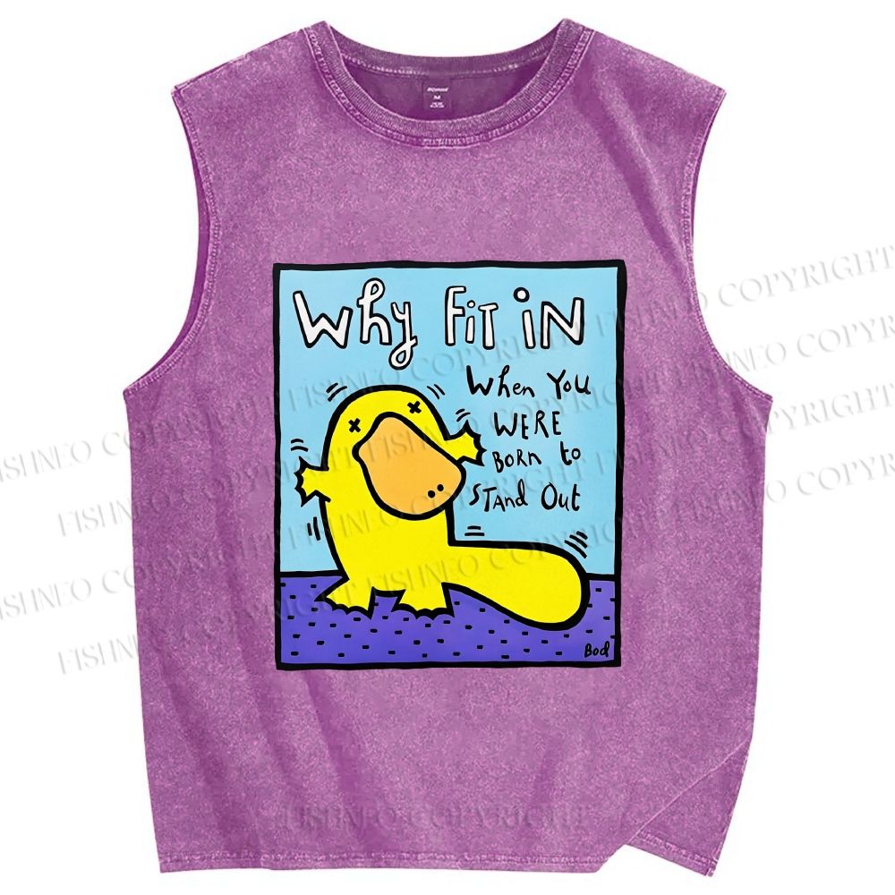 Unisex Fun Platypus Printed Washed Tank Top