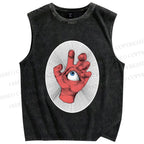 Unisex Eye in Hand Printed Washed Tank Top