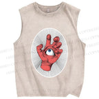 Unisex Eye in Hand Printed Washed Tank Top