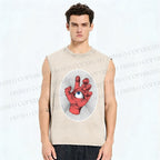 Unisex Eye in Hand Printed Washed Tank Top