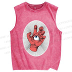 Unisex Eye in Hand Printed Washed Tank Top