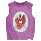 Unisex Eye in Hand Printed Washed Tank Top
