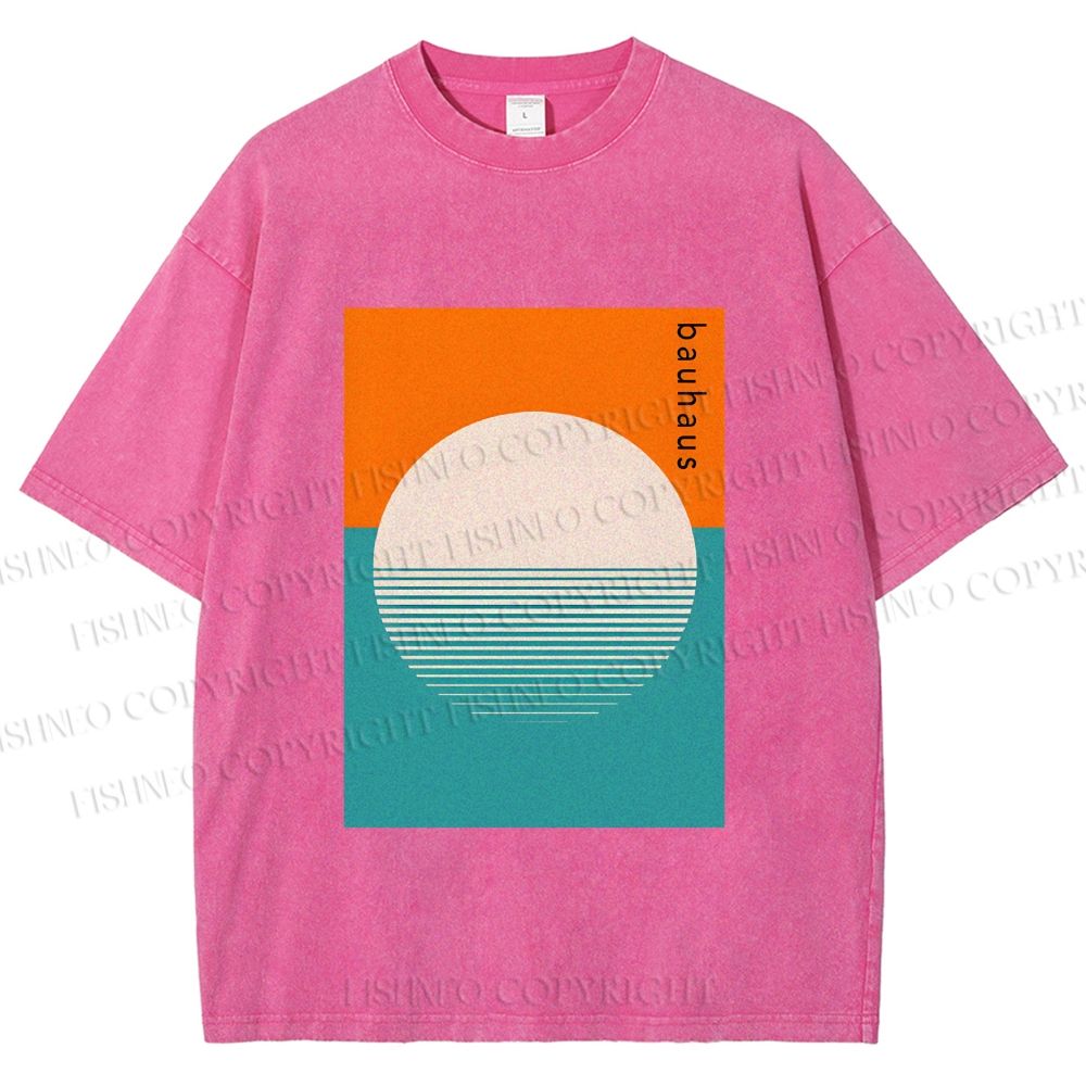 Unisex Bauhaus Sun Above the Sea Printed Washed Tee