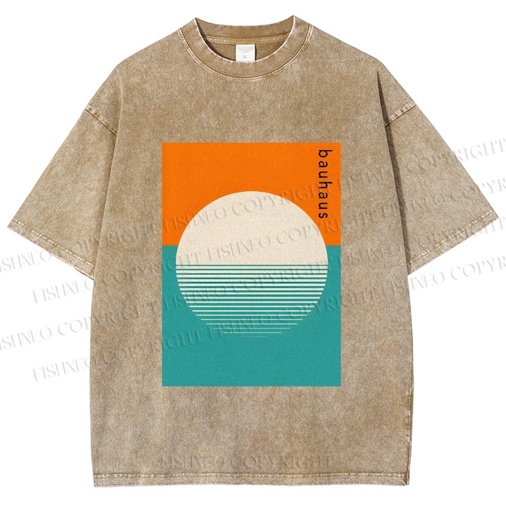 Unisex Bauhaus Sun Above the Sea Printed Washed Tee