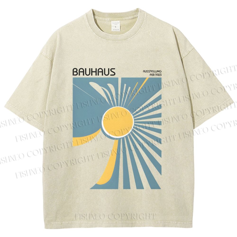 Unisex Bauhaus Sun Printed Washed Tee