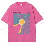 Unisex Bauhaus Sun Printed Washed Tee