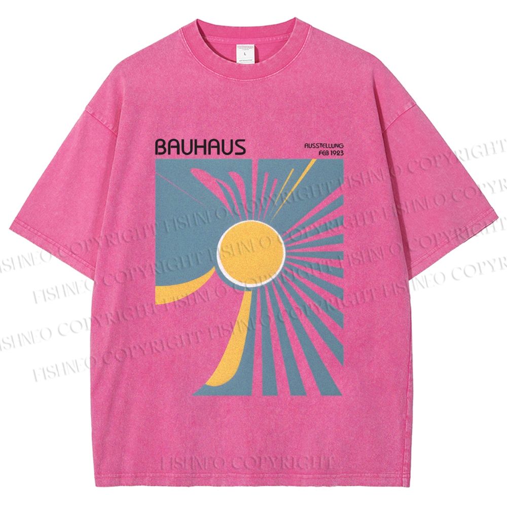 Unisex Bauhaus Sun Printed Washed Tee