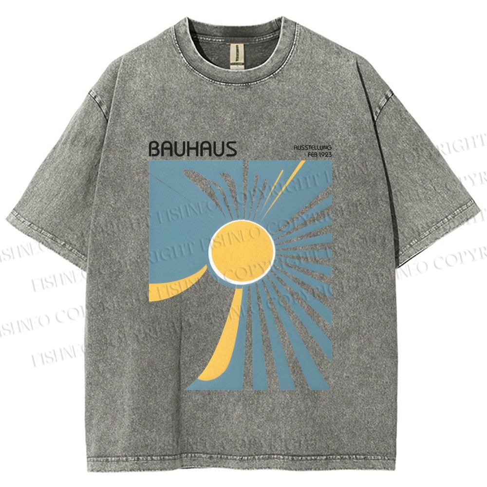 Unisex Bauhaus Sun Printed Washed Tee