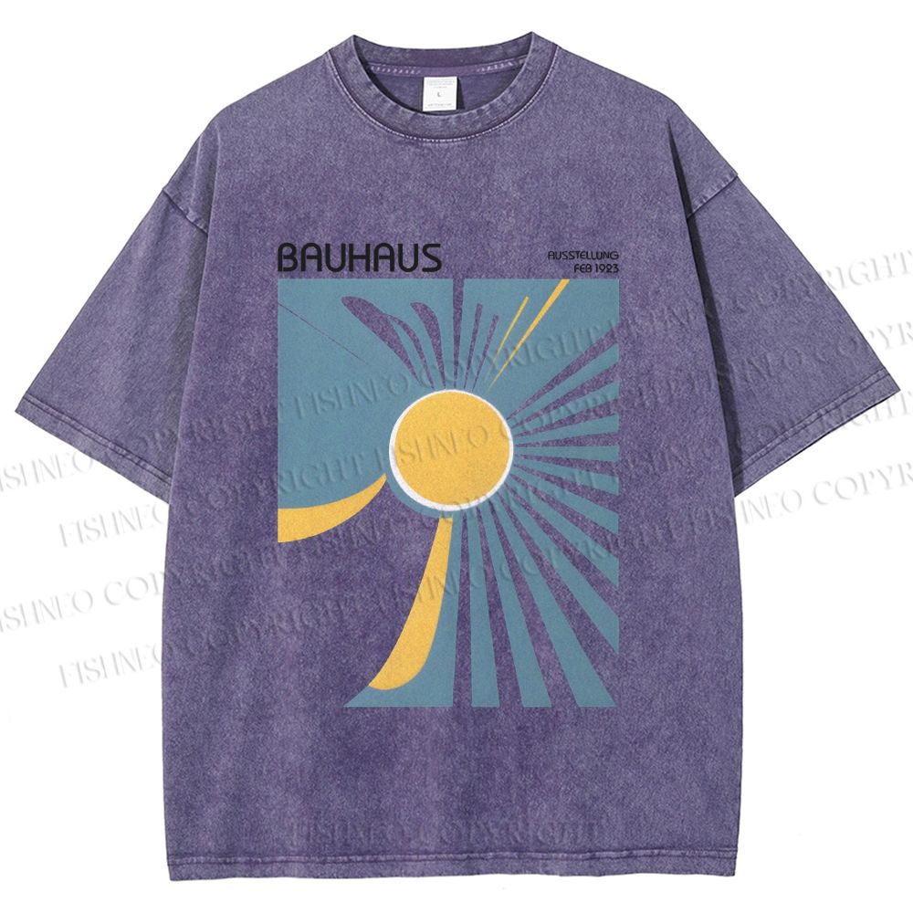 Unisex Bauhaus Sun Printed Washed Tee