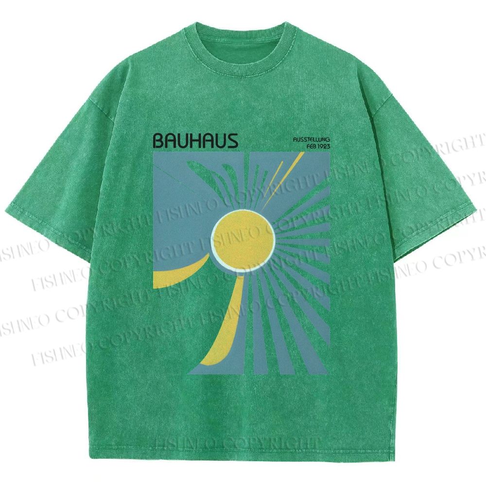 Unisex Bauhaus Sun Printed Washed Tee