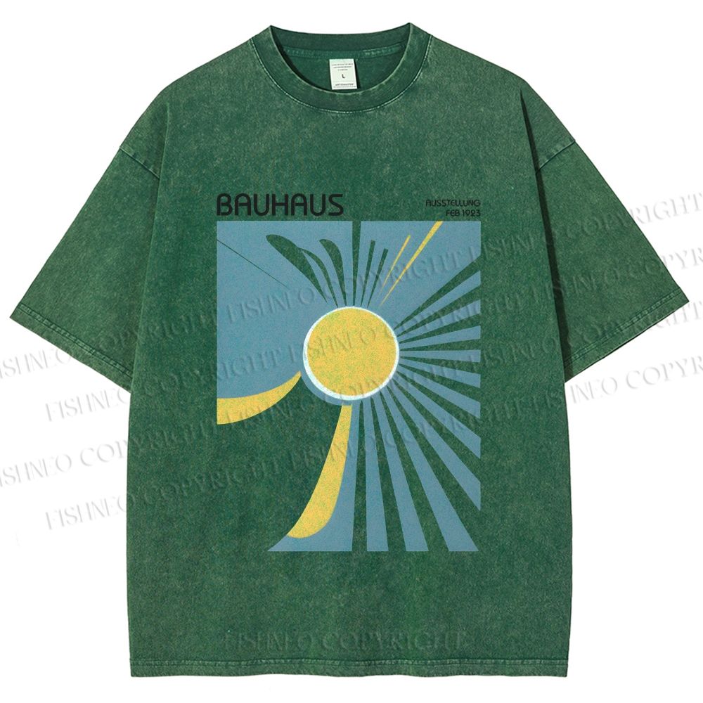 Unisex Bauhaus Sun Printed Washed Tee