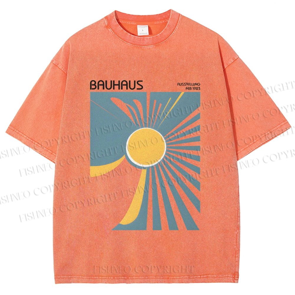 Unisex Bauhaus Sun Printed Washed Tee