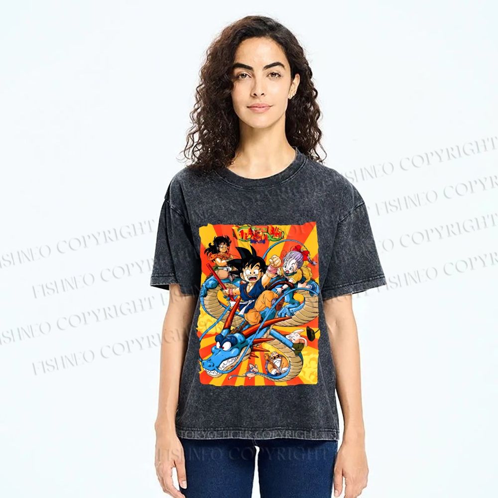 Unisex Dragon Ball Printed Washed Tee