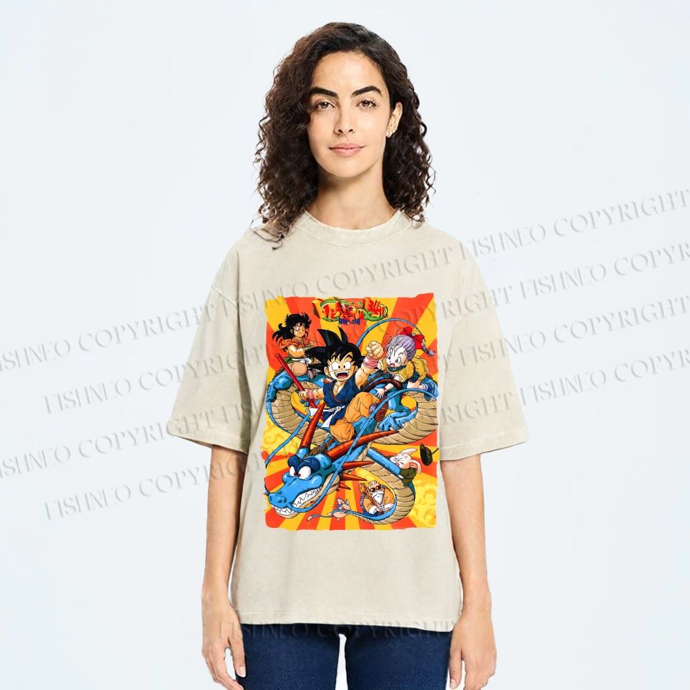 Unisex Dragon Ball Printed Washed Tee