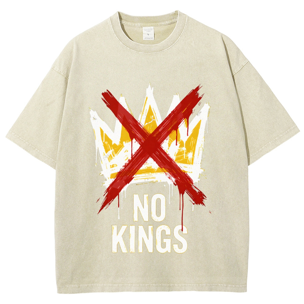 Unisex NO KINGS—Street Rebellion Printed Washed Tee