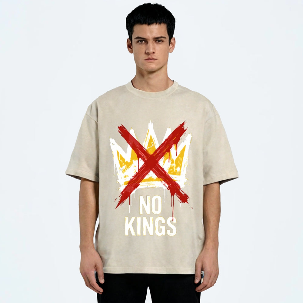 Unisex NO KINGS—Street Rebellion Printed Washed Tee