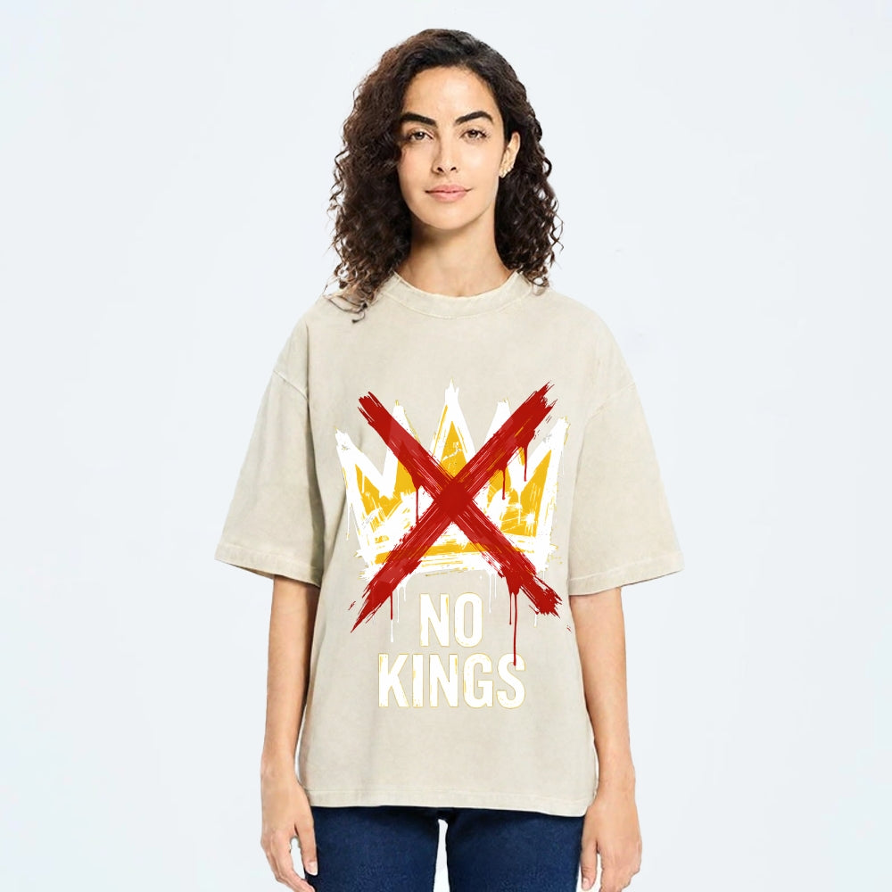 Unisex NO KINGS—Street Rebellion Printed Washed Tee