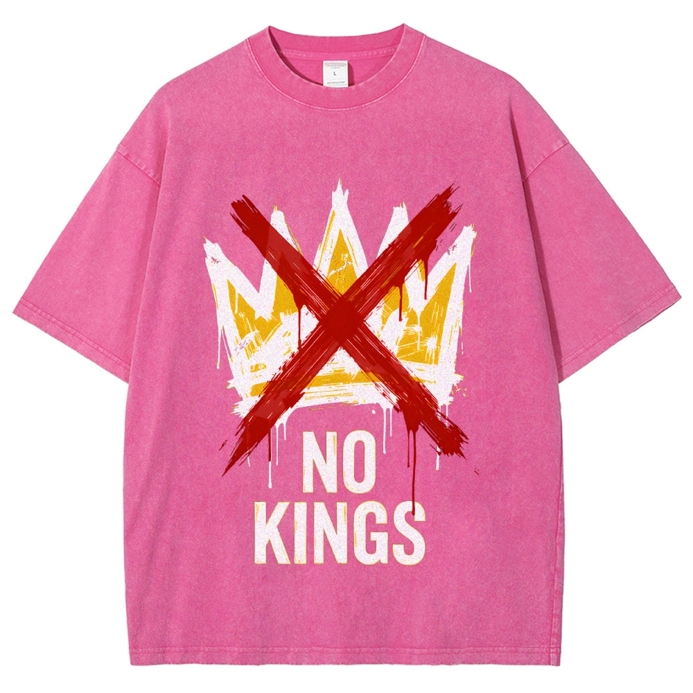 Unisex NO KINGS—Street Rebellion Printed Washed Tee