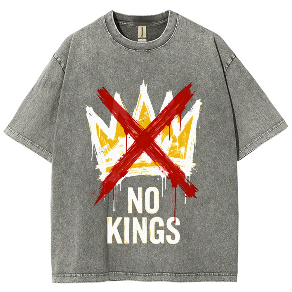 Unisex NO KINGS—Street Rebellion Printed Washed Tee