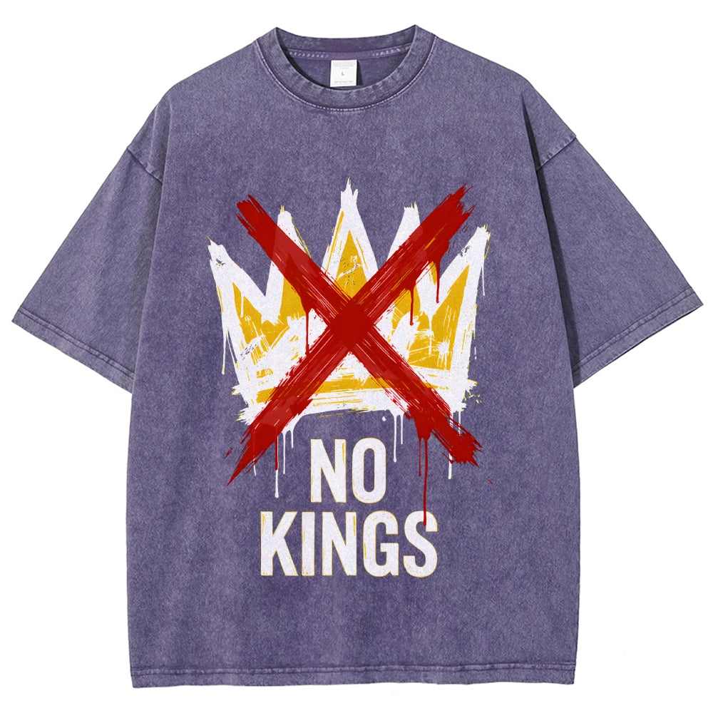 Unisex NO KINGS—Street Rebellion Printed Washed Tee