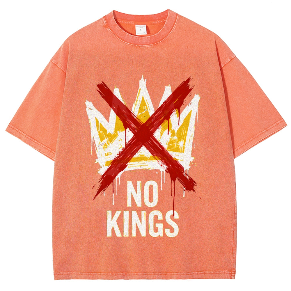 Unisex NO KINGS—Street Rebellion Printed Washed Tee