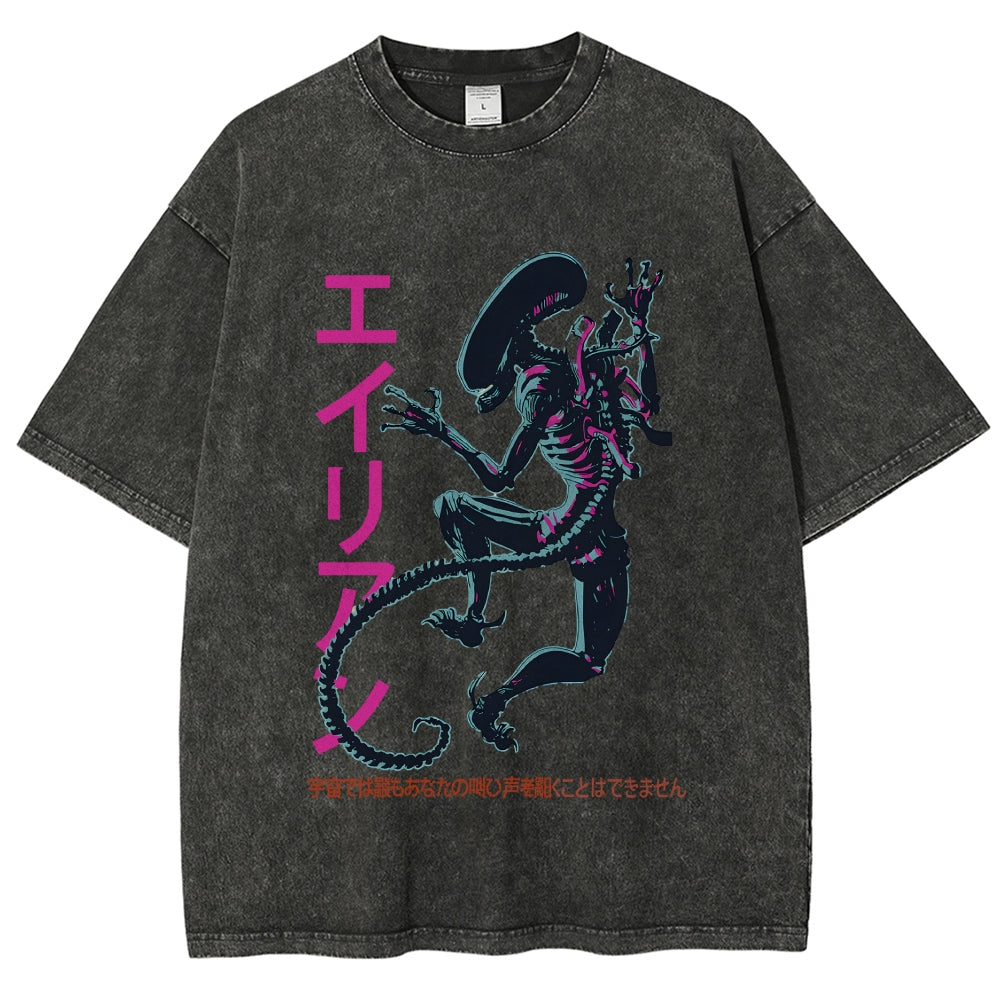 Unisex Vintage Alien Vintage Printed Washed Tee