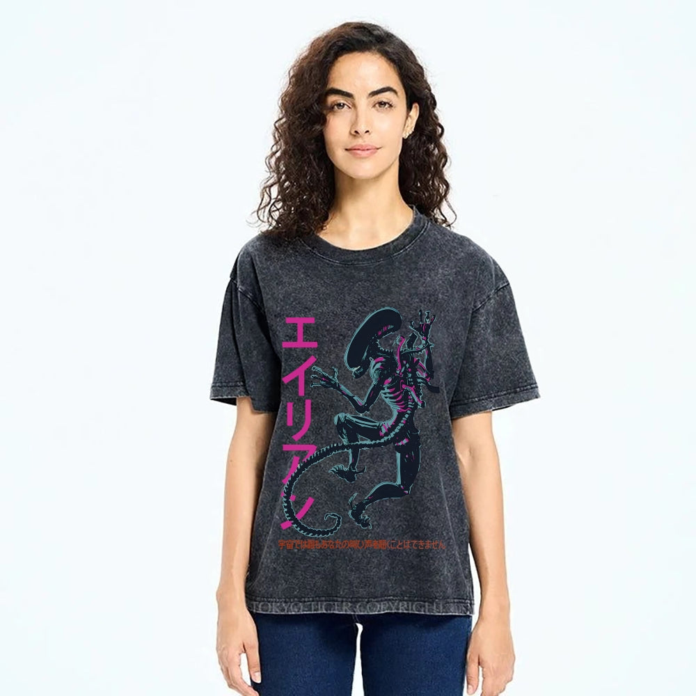 Unisex Vintage Alien Vintage Printed Washed Tee