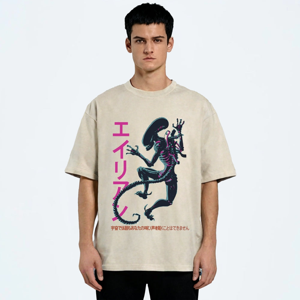 Unisex Vintage Alien Vintage Printed Washed Tee