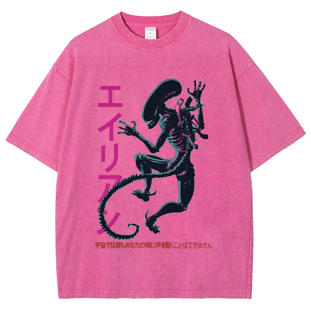 Unisex Vintage Alien Vintage Printed Washed Tee