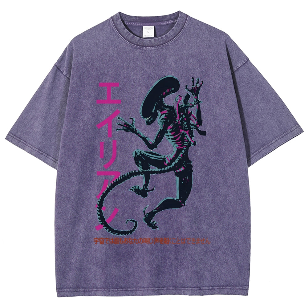 Unisex Vintage Alien Vintage Printed Washed Tee