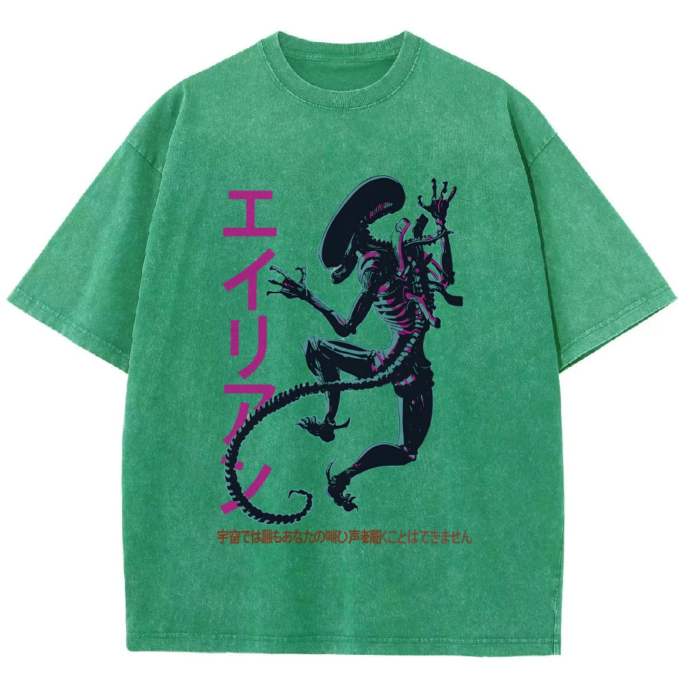 Unisex Vintage Alien Vintage Printed Washed Tee