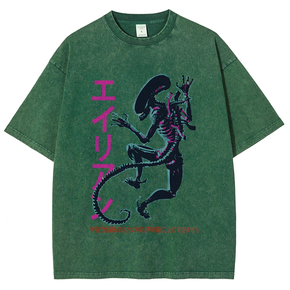 Unisex Vintage Alien Vintage Printed Washed Tee