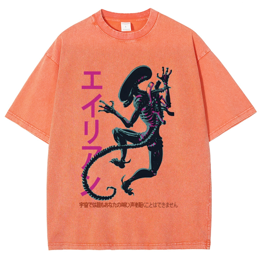 Unisex Vintage Alien Vintage Printed Washed Tee