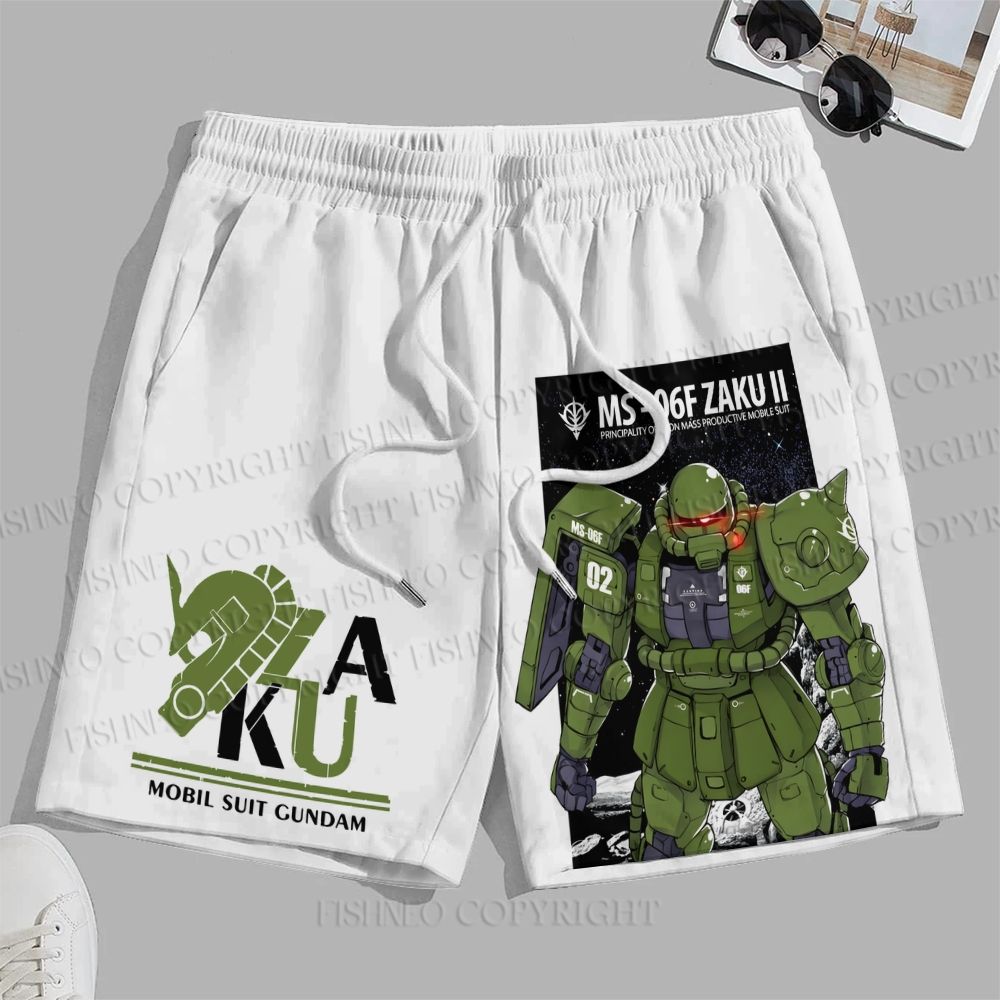 Men's Gundam MS-06F Zaku II Printed Casual Beach Plus Size Shorts