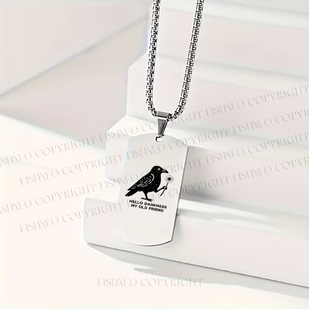 Hello Darkness My Old Friend Crow Necklace