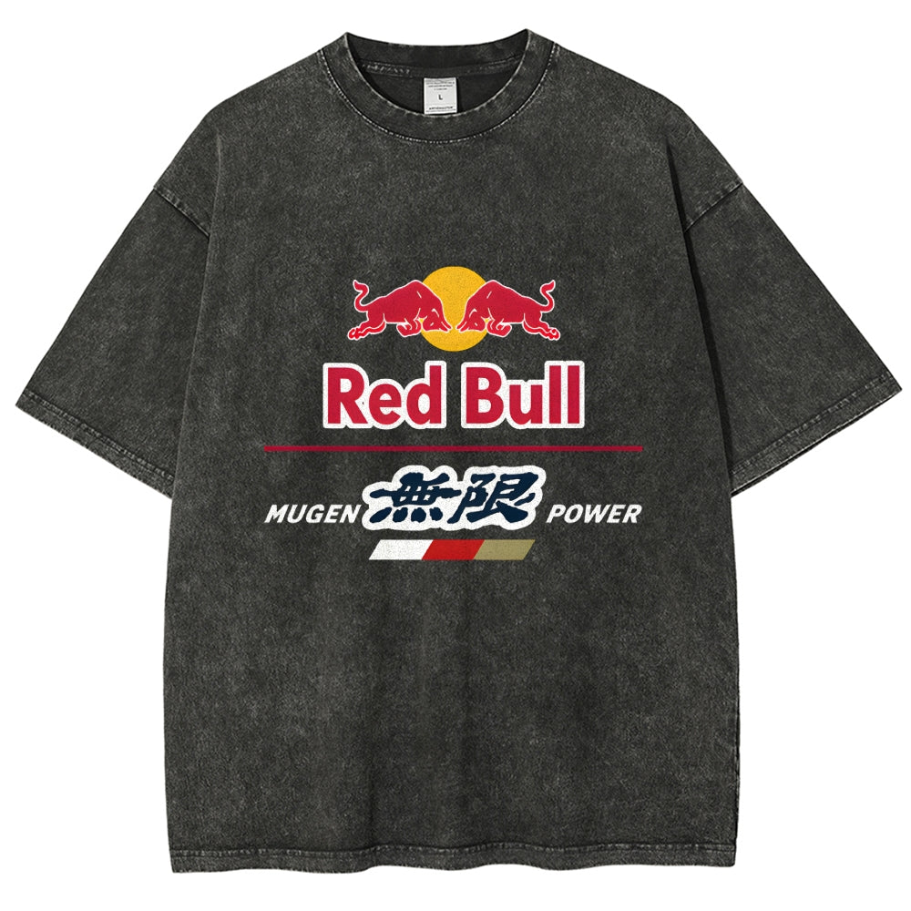Red Bull Vintage Wash Japanese Design T-Shirt