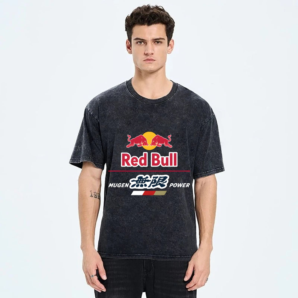 Red Bull Vintage Wash Japanese Design T-Shirt