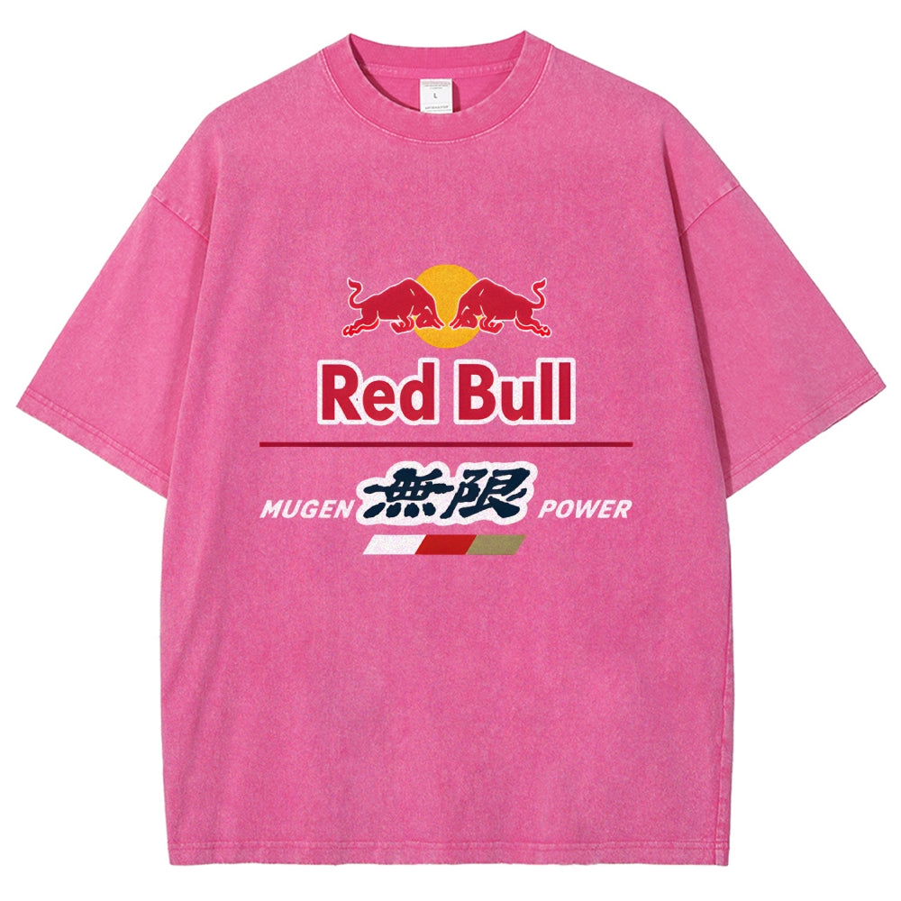 Red Bull Vintage Wash Japanese Design T-Shirt