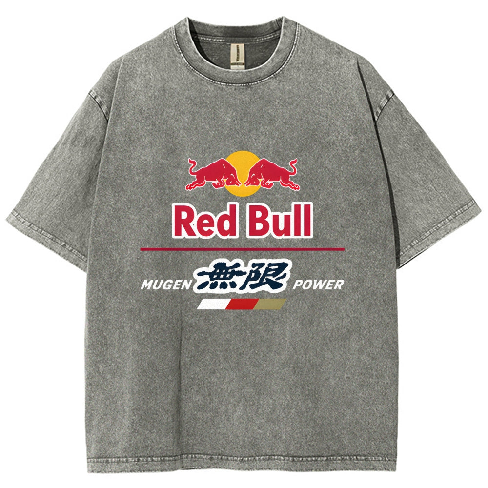 Red Bull Vintage Wash Japanese Design T-Shirt