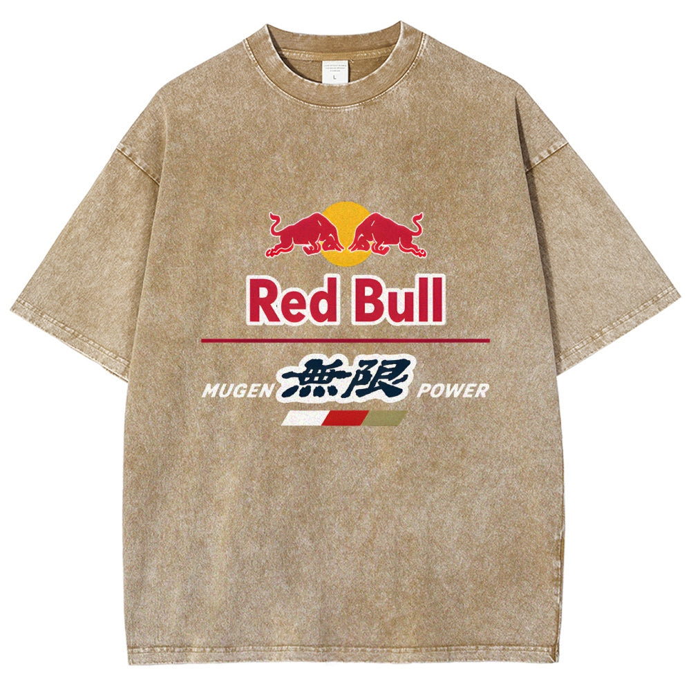 Red Bull Vintage Wash Japanese Design T-Shirt