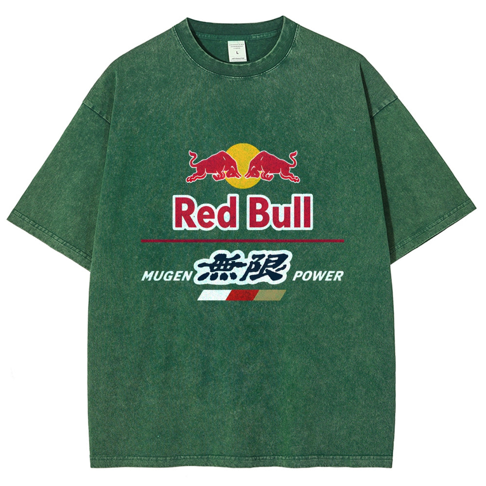 Red Bull Vintage Wash Japanese Design T-Shirt