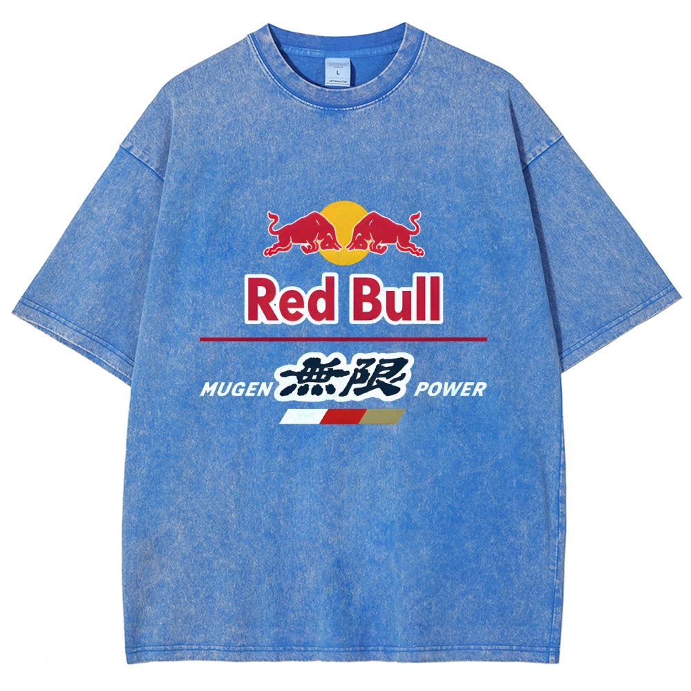 Red Bull Vintage Wash Japanese Design T-Shirt