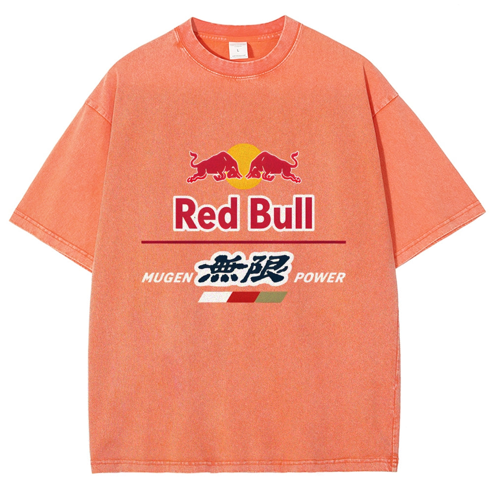 Red Bull Vintage Wash Japanese Design T-Shirt