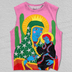 Unisex Mother And Child Printed Tank Top