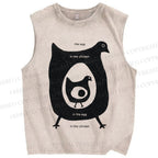 Unisex The Egg In The Chicken Printed Washed Tank Top