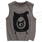 Unisex The Egg In The Chicken Printed Washed Tank Top