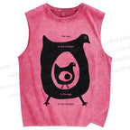Unisex The Egg In The Chicken Printed Washed Tank Top