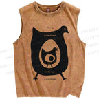 Unisex The Egg In The Chicken Printed Washed Tank Top