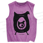 Unisex The Egg In The Chicken Printed Washed Tank Top