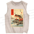 Unisex New Ukiyo-e Frog Printed Washed Tank Top